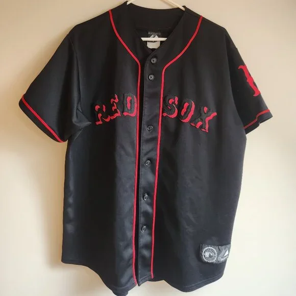 MLB Boston Red Sox Black Jersey L/XL 48 Majestic - Picture 1 of 10